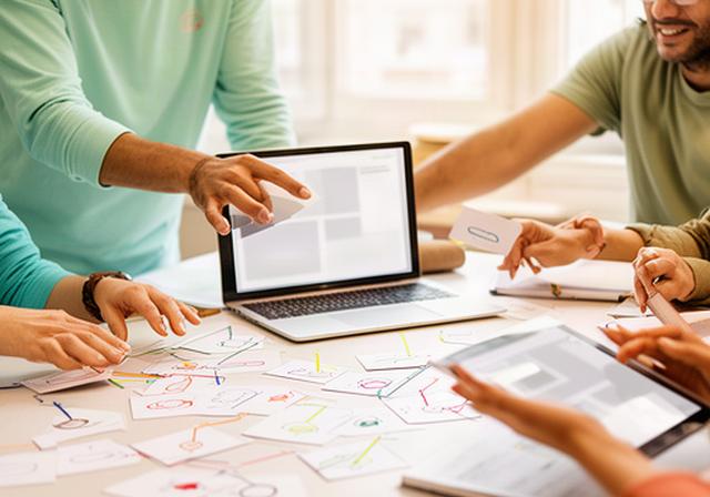 Mitarbeitende einer Nonprofit-Organisation arbeiten an Prozesskarten und digitalem Mitglieder-Management